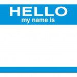 A name tag helps in Remembering and Using Names by displaying "hello my name is" in blue.
