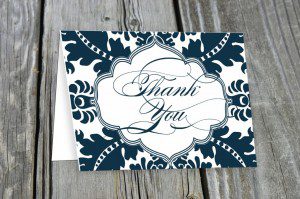 Appreciating Others with a damask-patterned thank you card.